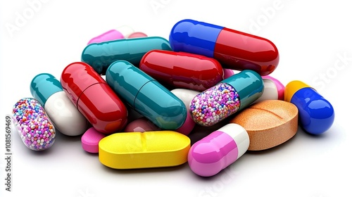 Colorful Capsules and Tablets Medicine Pharmacy Healthcare