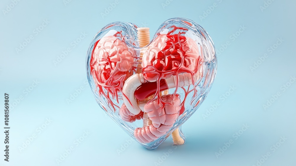 Human Organ Anatomy Heart Model Medical Illustration 3D Render Human Organ Anatomy Heart Model Medical Illustration 3D Render