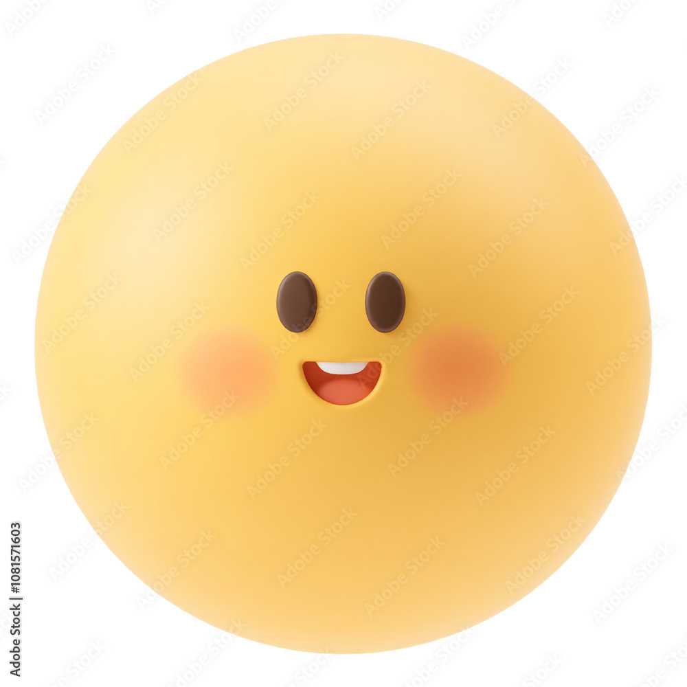 Fototapeta premium Happy Yellow Emoticon with a Wide Smile on White Background