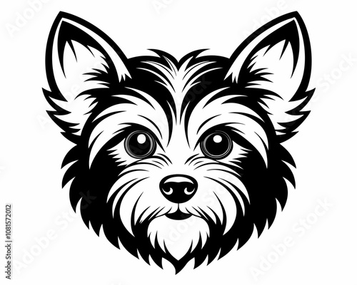 Cute Yorkie Dog head silhouette,Cute Yorkie Dog head vector,icon