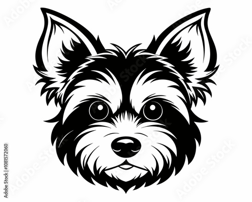 Cute Yorkie Dog head silhouette,Cute Yorkie Dog head vector,icon