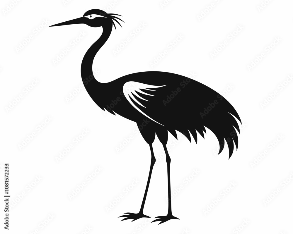 Naklejka premium Elegant Crane Bird silhouette,Elegant Crane Bird vector illustration