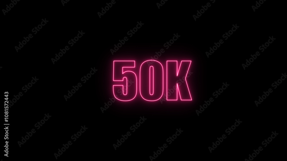 Glowing neon number 50 k red color with black background. neon style., subscribers celebration. Followers, neeon Letters on black Background, Vector Illustration Glowing neon number 50 k red color with black background. neon style., subscribers celebration. Followers, neeon Letters on black Background, Vector Illustration