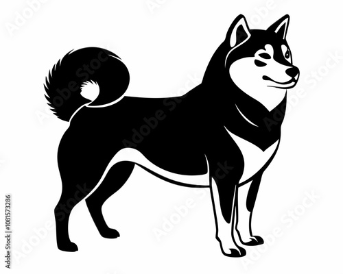 Shiba Inu dog silhouette,Shiba Inu vector illustration,Shiba Inu icon