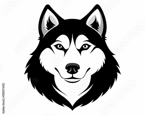 Siberian Husky head  silhouette,Siberian Husky head  vector illustration,Siberian Husky head  icon