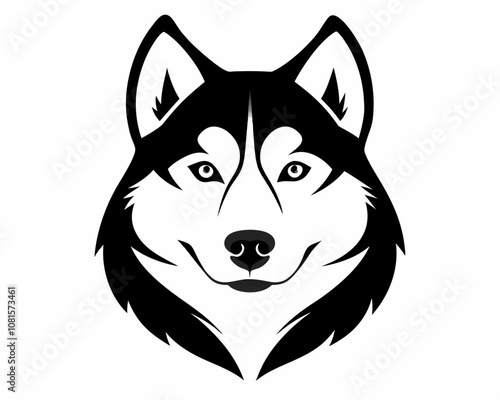 Siberian Husky head  silhouette,Siberian Husky head  vector illustration,Siberian Husky head  icon