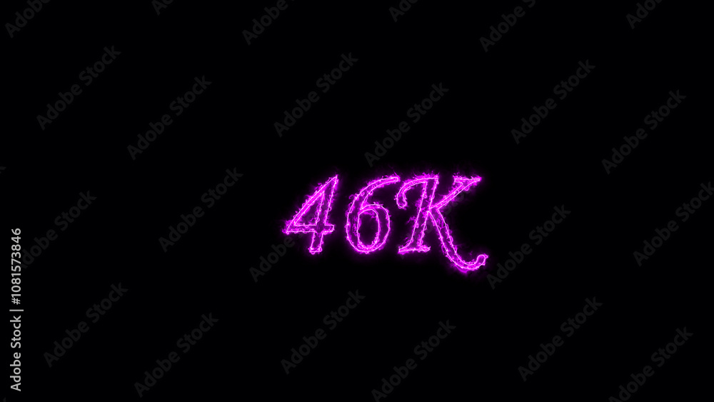 46K text illustration. Neon pink Color on dark Background. Electric lighting text with animation on black background, 46K text illustration. Neon pink Color on dark Background. Electric lighting text with animation on black background,