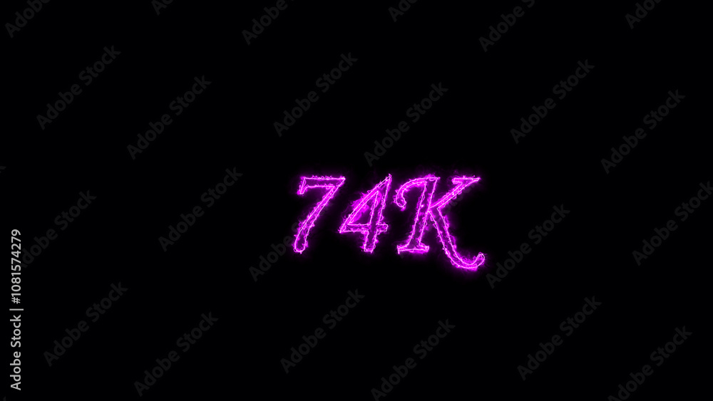 74K text illustration. Neon pink Color on dark Background. Electric lighting text with animation on black background, 74K text illustration. Neon pink Color on dark Background. Electric lighting text with animation on black background,