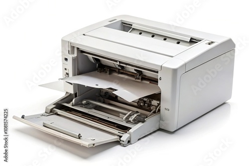 Broken laser printer on white background photo