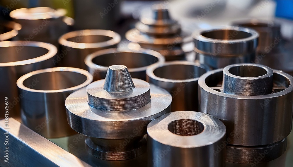 Metal products made by casting techniques closeup Metal products made by casting techniques closeup