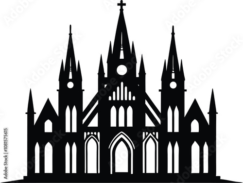 gothic architecture silhouette, Gothic castle icon vector black