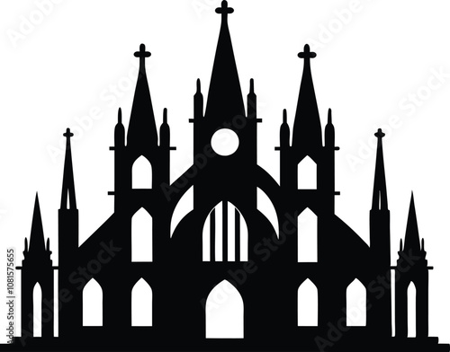 gothic architecture silhouette, Gothic castle icon vector black photo