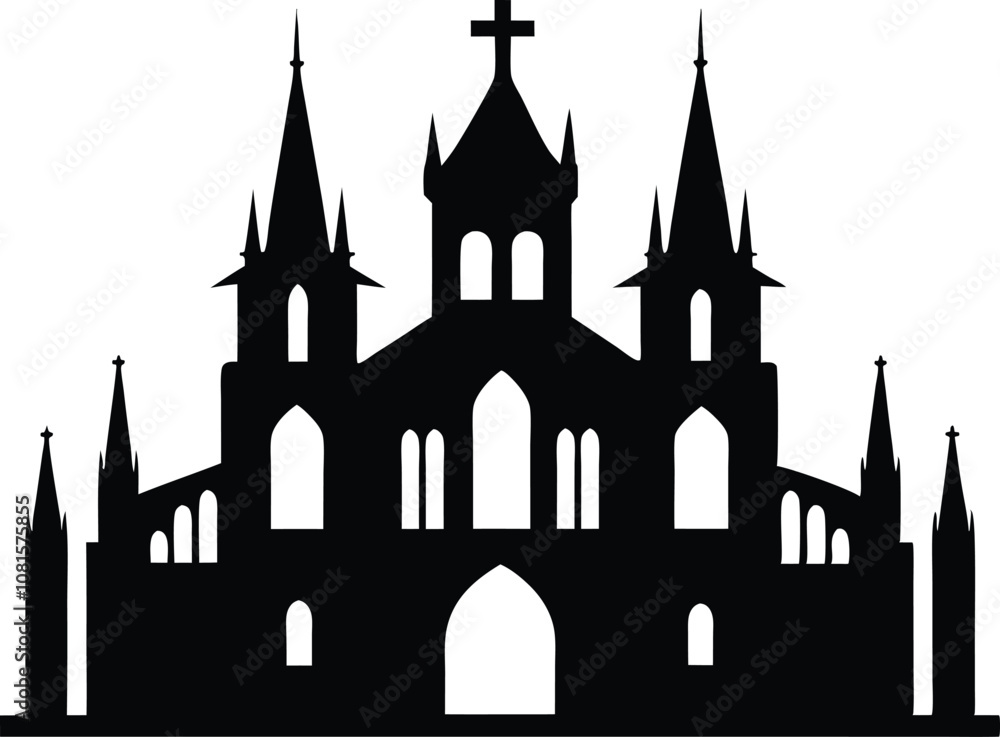 gothic architecture silhouette, Gothic castle icon vector black gothic architecture silhouette, Gothic castle icon vector black