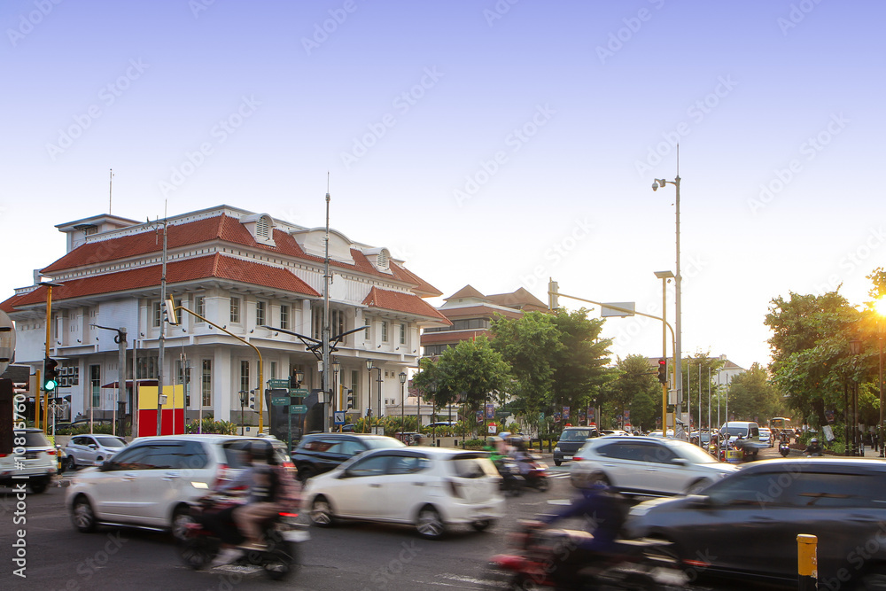 Fototapeta premium diverse streets scene in downtown Yogyakarta city