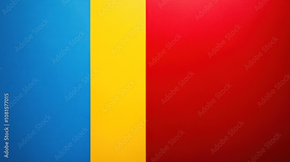 Fototapeta premium A vibrant blue, yellow, and red color block composition.