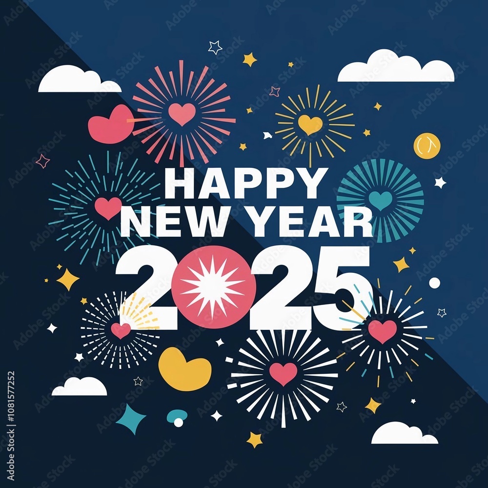 A vector illustration of a creative happy new year 2025 festival banner. The banner has a bright pink background with white text that says A vector illustration of a creative happy new year 2025 festival banner. The banner has a bright pink background with white text that says