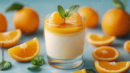 orange juice and fruits pudding  photo