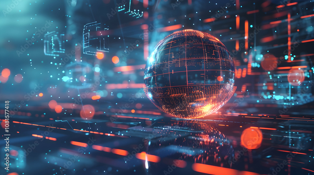Fototapeta premium Digital Globe Abstract 3D Illustration