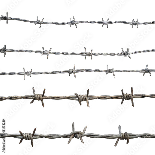 Barbed wire isolated on transparent background.