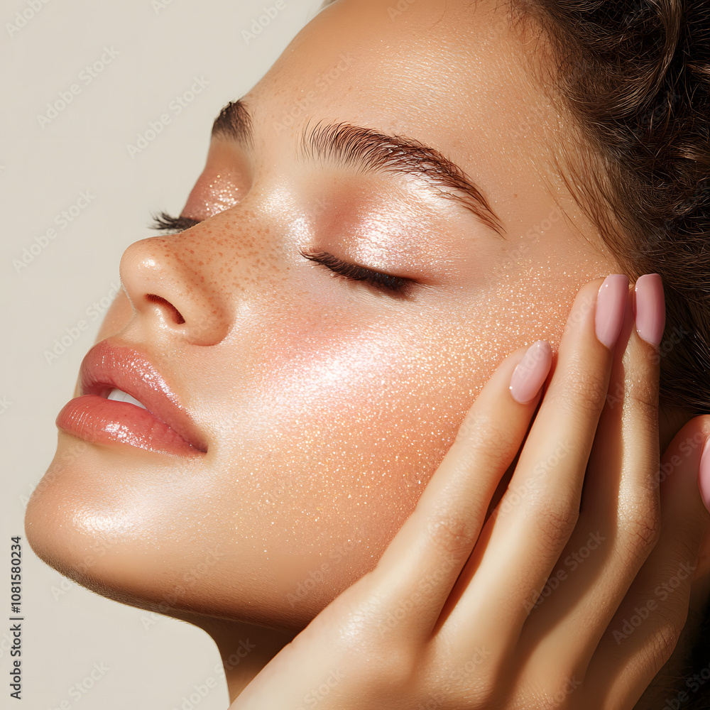 Elegant High-Fashion Beauty Portraits with Radiant Skin, Glamorous Makeup, and Luxurious Skincare Glow. Elegant High-Fashion Beauty Portraits with Radiant Skin, Glamorous Makeup, and Luxurious Skincare Glow.