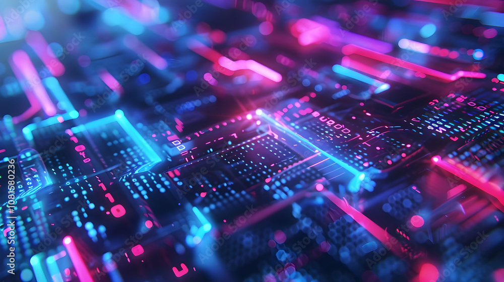 Obraz premium Abstract 3D Background with Glowing Neon Lights