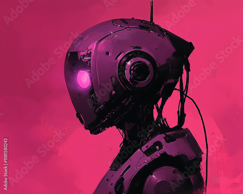 Meet the Winsome Neo-Futuristic Robot Researcher on a Fuchsia Background