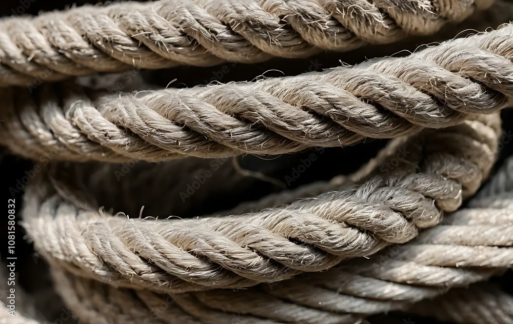 Close-Up of Weathered Rope Coils with Detailed Fibers and Warm Natural Light Close-Up of Weathered Rope Coils with Detailed Fibers and Warm Natural Light