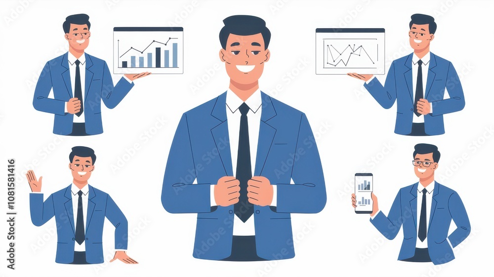 Businessman presenting data with charts and graphs
Businessman presenting data with charts and graphs