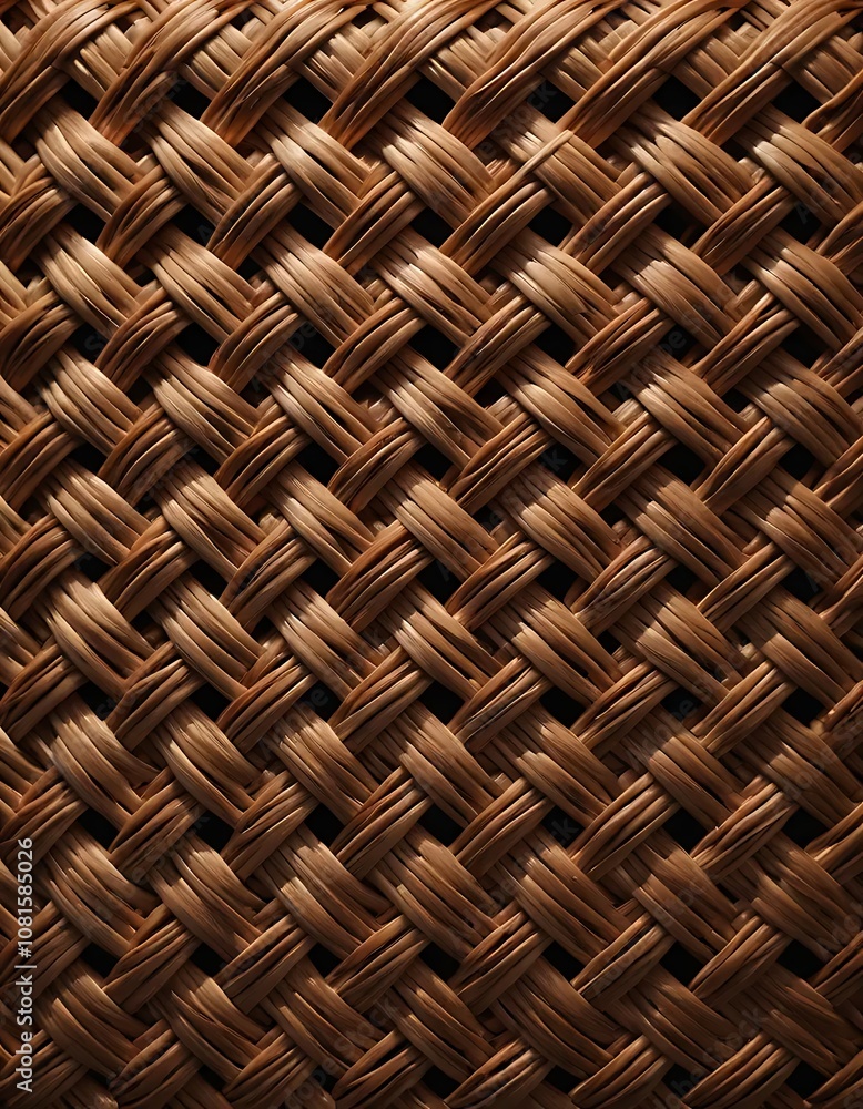 Woven Rattan Texture with Warm Ambient Lighting Woven Rattan Texture with Warm Ambient Lighting