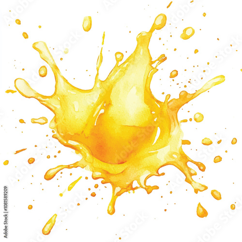 Mustard splash watercolor clipart illustration