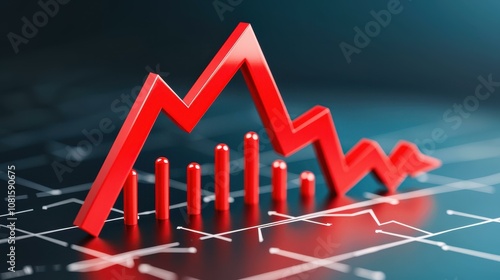 Analyze the latest stock market crash trends with digital graphs and charts illustrating financial losses and investment risks. photo