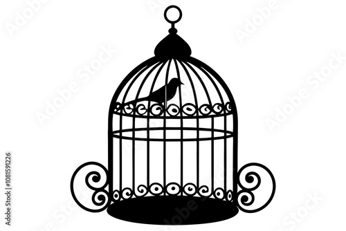 Vintage Bird Cage Silhouette.