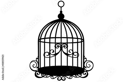 Vintage Bird Cage Silhouette.