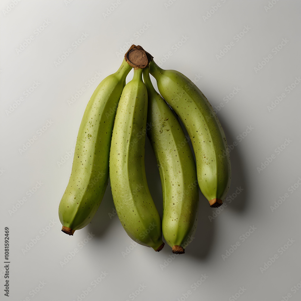 Trio Unripe Green Bananas Trio Unripe Green Bananas