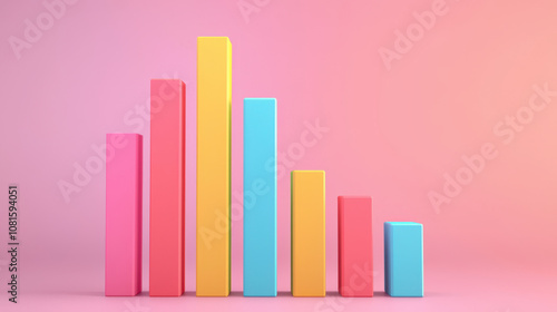 bullish projection market economy. .Colorful bar graph representing upward market growth trends