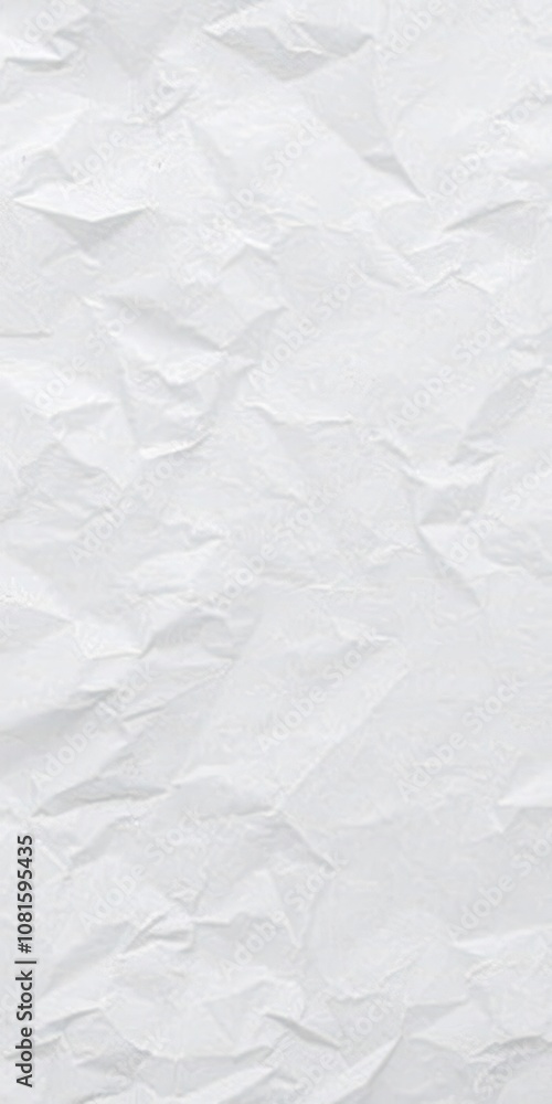 Fototapeta premium Crumpled white paper texture with creases and folds suitable for backgrounds or design projects, wrinkled, aged
