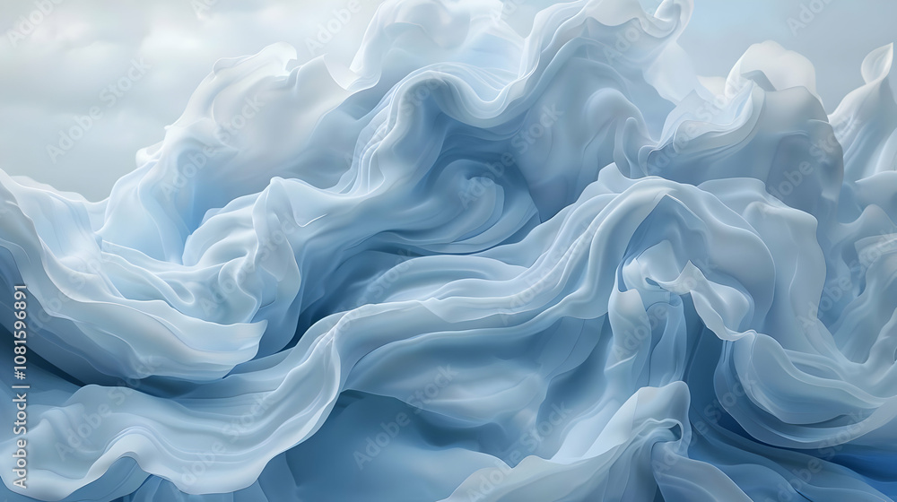 Obraz premium Abstract Blue Fabric Waves Illustration