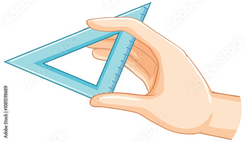 Hand Holding a Blue Triangle Ruler