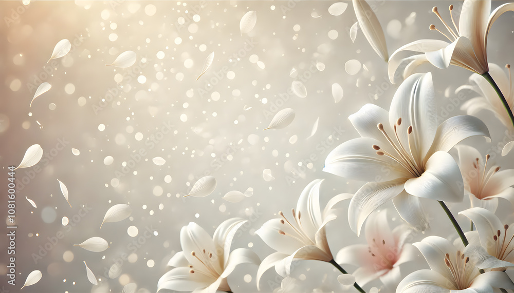 Elegant White Lilies with Soft Petals and a Dreamy Background Elegant White Lilies with Soft Petals and a Dreamy Background