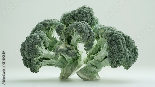 Wallpaper Mural A single head of broccoli, green, with a white background. Torontodigital.ca