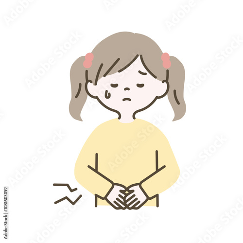 お腹が痛い女の子のイラスト