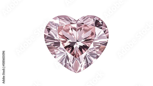 Pink heart shaped diamond isolated on transparent background PNG....