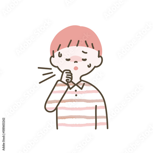 咳をする男の子のイラスト