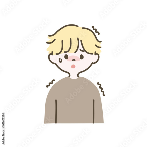 寒気がする男の子のイラスト