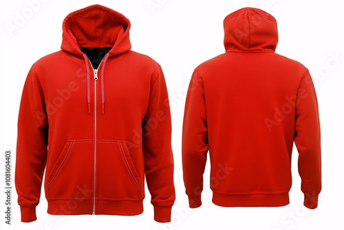 Blank Red Zip-Up Hoodie - Perfect for Any Occasion