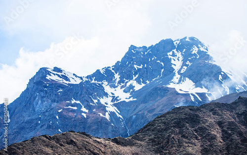 snow covered mountains in Gorkha, Nepal.