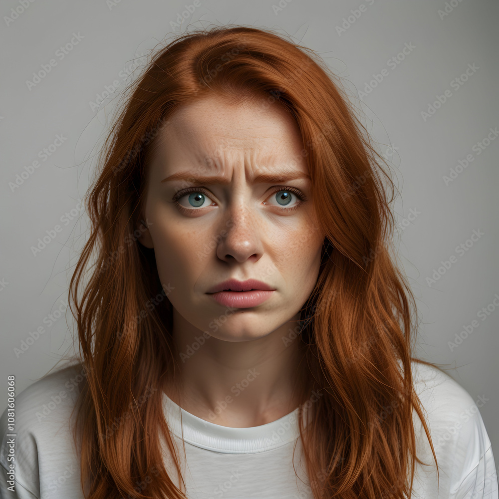Young red hair woman feeling stressed Young red hair woman feeling stressed