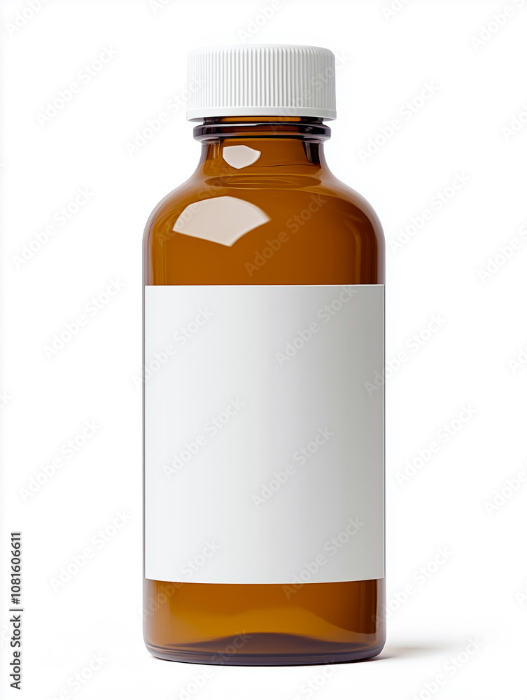 Bottle of medicine is sitting on a white background Bottle of medicine is sitting on a white background