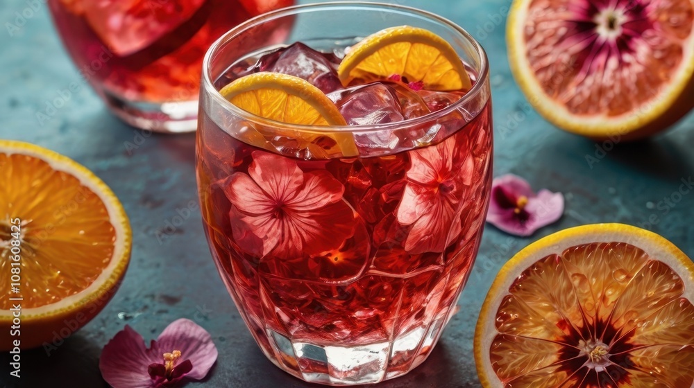 Vibrant Citrus Cocktail with Edible Flowers Vibrant Citrus Cocktail with Edible Flowers