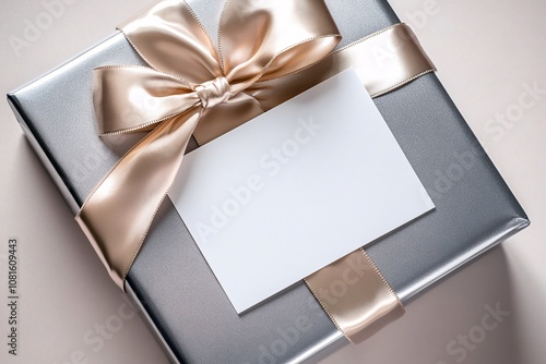 Elegant Silver Gift Box with Golden Ribbon
